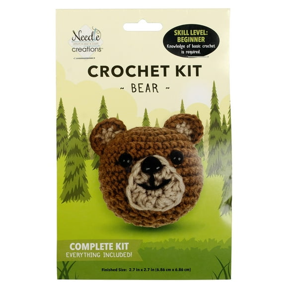 Fabric Editions Mini Crochet Kit-Bear 2.7"X2.7" CRCHKTMI-WDBER
