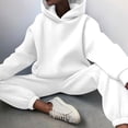 thumbnail image 7 of Womens 2 Piece Sweatsuits Oversized Hoodies Sweatshirt Wide Leg Sweatpants Matching Sets Lounge Tracksuits Outfits White L, 7 of 7