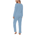thumbnail image 4 of Women's Pajama Set Long Sleeve V-Neck Top and Wide-Leg Pants Casual Set, 4 of 8