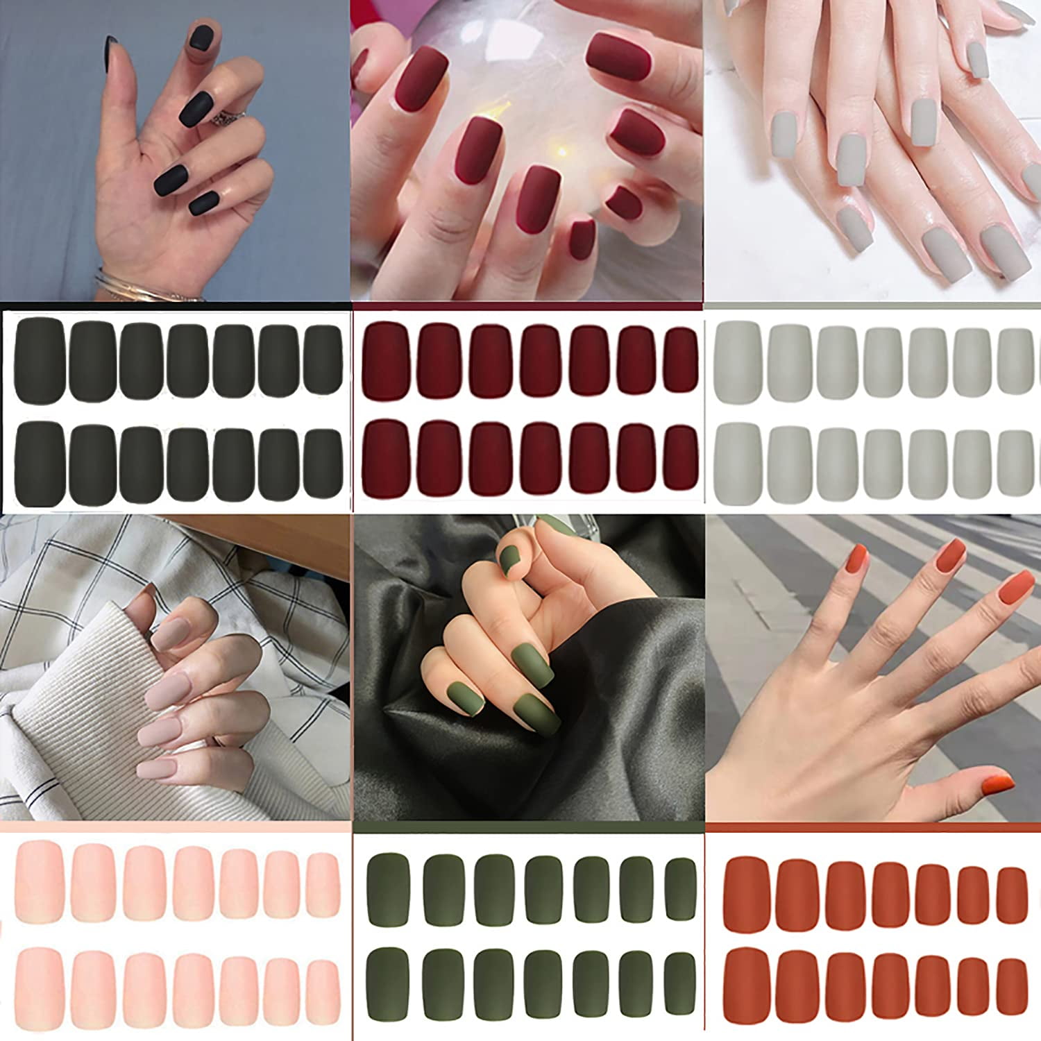 6 Packs (144 Pcs) Matte Square Press on Nails Medium Length, Acrylic Short False Nails Full Cover Set Artificial Nails Fake Solid Color with Glue Nail File for Women Medium Square Press 6 Packs (144 Pcs) Matte Square Press on Nails Medium Length, Acrylic Short False Nails Full Cover Set Artificial Nails Fake Solid Color with Glue Nail File for Women Medium Square Press