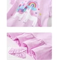 thumbnail image 5 of Bellafa Toddler Girl Short Sleeve Shirts Cotton Cartoon Graphic T-Shirts Kid Girls Crewneck Ruffle Hems Tees Tops for 3-8 Years, 5 of 8