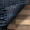 thumbnail image 2 of Handwoven Farmhouse Natural Navy Blue Jute Area Rugs ,Home Décor Chunky Loom Rugs Size 2 x 2 Square Feet ( 60 cm x 60 cm ), 2 of 3