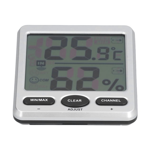 Medidor de temperatura y humedad, termómetro inalámbrico, higrómetro, medidor de temperatura de humedad digital, monitor de temperatura y humedad, diseño fácil de usar