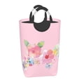 thumbnail image 1 of Waterproof Collapsible Laundry Hamper, Pink Spring Flowers Aluminum Handle Laundry Bag, 50L, 1 of 6