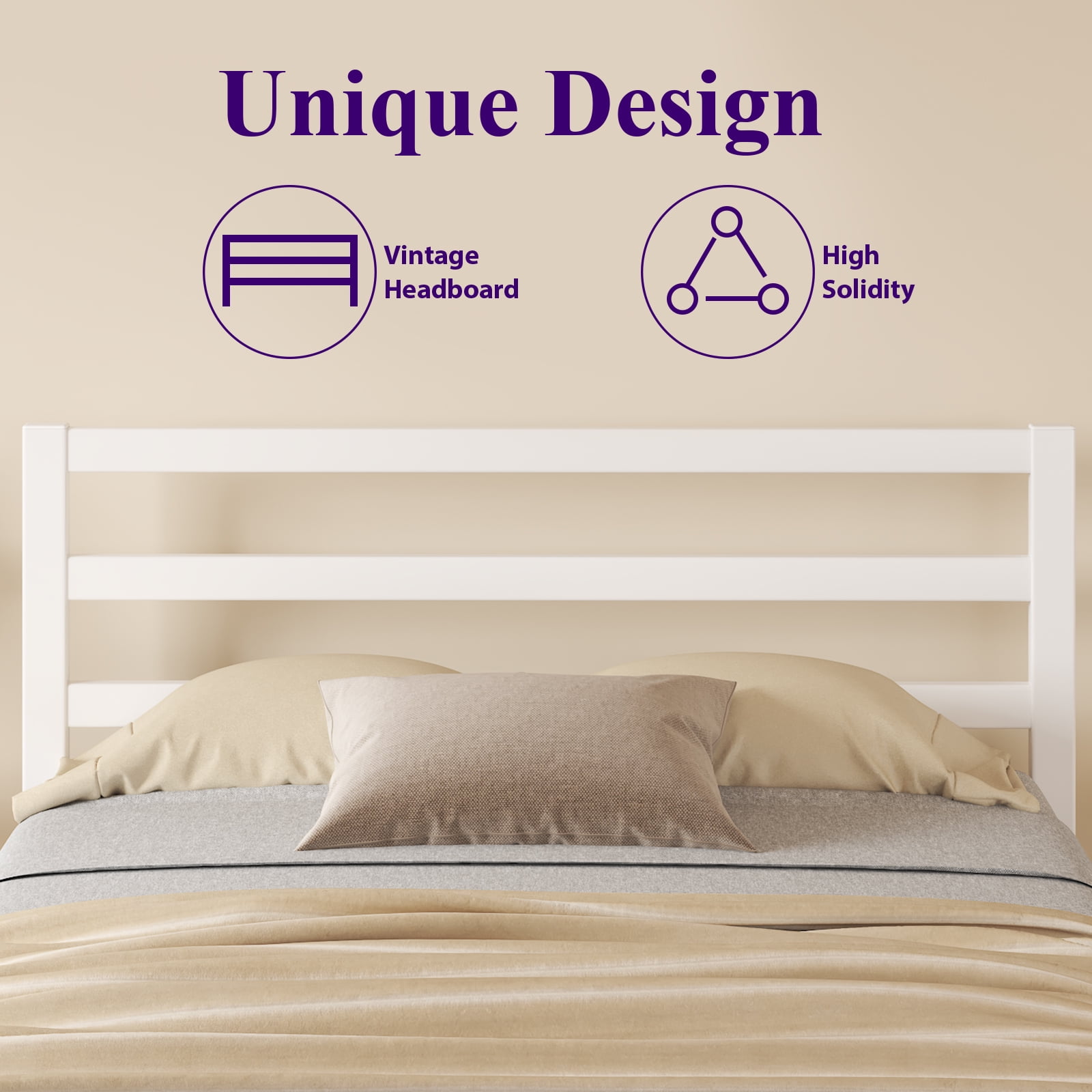 Queen Size Bed Frame, Heavy Duty Platform Bed Frame with Strong Metal Foundation, Under Bed Storage, Mattress Foundation, White