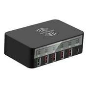 100W Multi USB Fast Charger PD 20W QC 3.0 LCD Wireless Charger ,Multi-Port