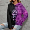 thumbnail image 4 of IROINNID Women's Long Sleeve Hoodie Mid-Length Print Loose Color Contrast Rose Tops Sweatshirts, Purple, 4 of 7