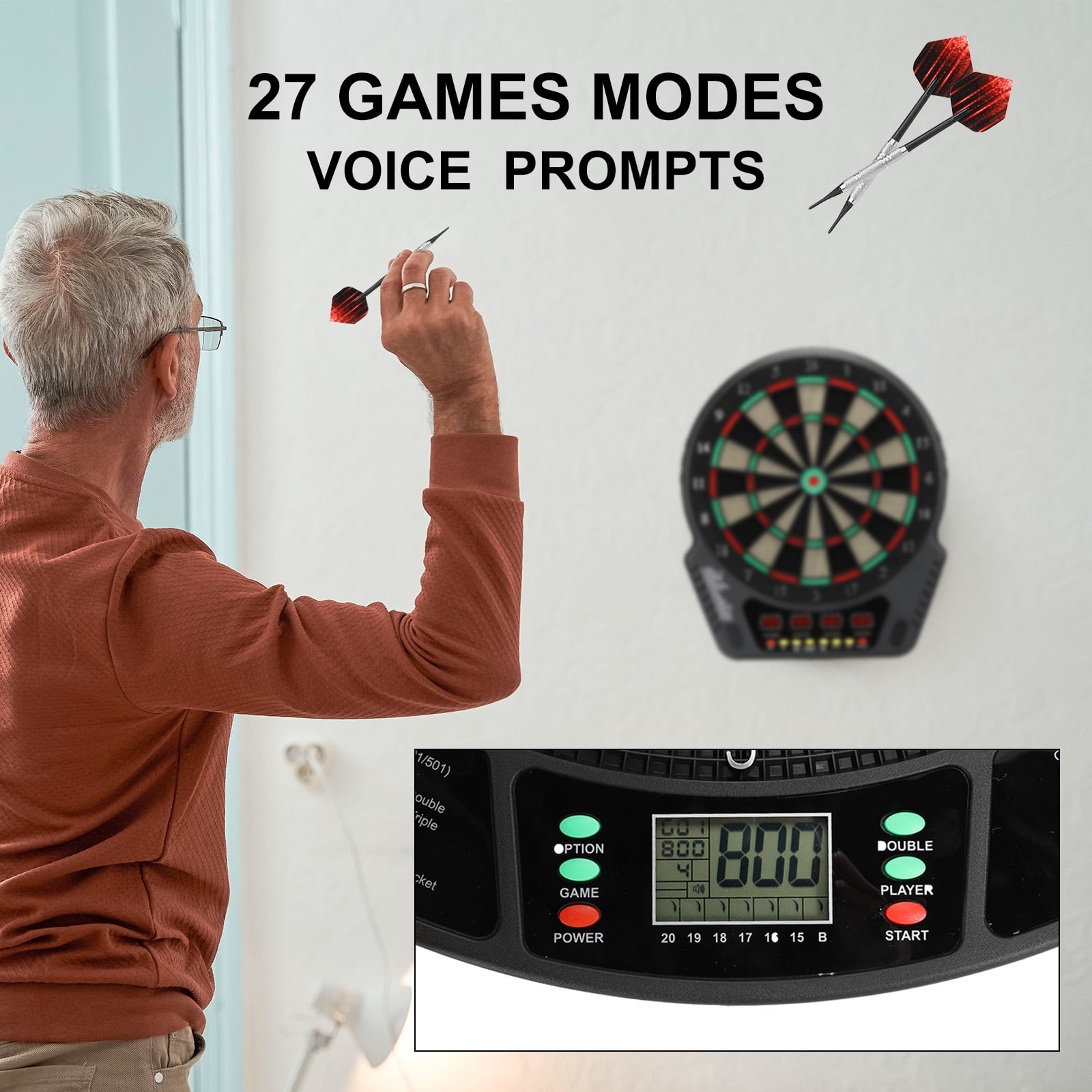 Electronic Dart Board Digital Soft Tip Dartboard Set with LCD Displays 27 Games and 243 Variants Support 16 Players