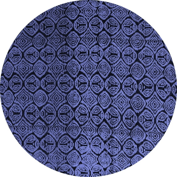 Ahgly Company Indoor Round Abstract Blue Modern Area Rugs, 4' Round