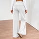 thumbnail image 5 of Amzcrzy Pantalones Palazzo Mujer Anchos Cintura Alta Cómodos Holgados Elegantes Casuales Verano Playa Ligeros Sin Costura Delantera Suaves Elásticos Con Bolsillos Tallas S-2XL Blanco, 5 of 7