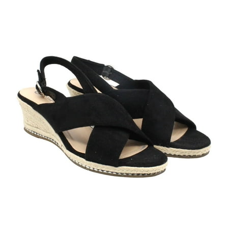 

Bella Vita Womens Black Adjustable Strap Cushioned Nadette Ii Round Toe Wedge Buckle Espadrille Shoe (Size 11 US)