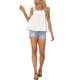 thumbnail image 2 of INSPIRAR CHIC Top Casual Sin Mangas para Mujeres con Cuello Cuadrado, Panel de Encaje y Volantes, L Blanco, 2 of 6