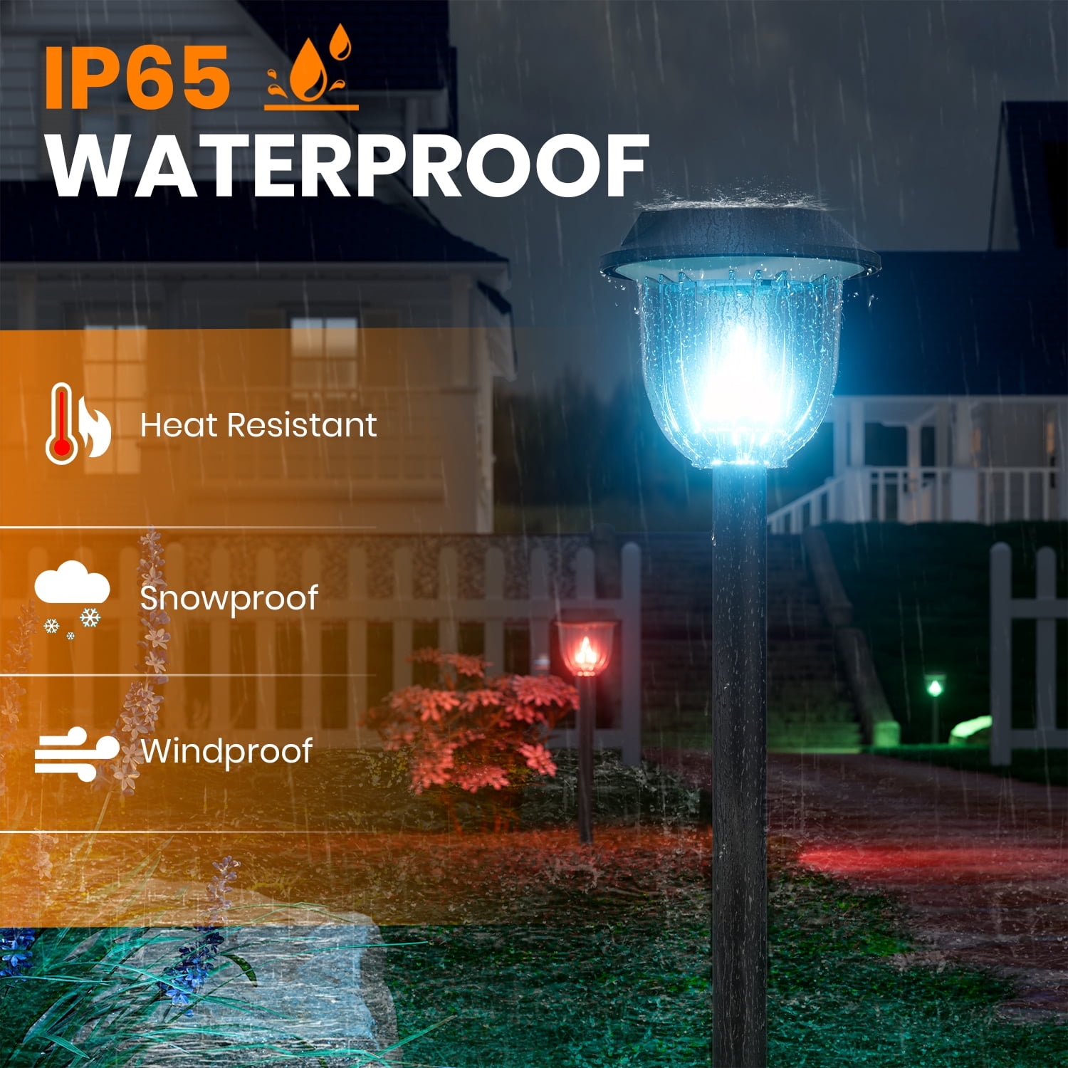 BITPOTT Solar Pathway Lights RGB Color Changing IP65 Waterproof 4 Pack