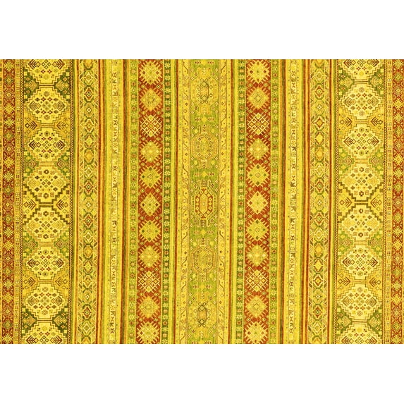 Ahgly Company Machine Washable Indoor Rectangle Abstract Yellow Modern Area Rugs, 3' x 5'