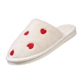 thumbnail image 2 of KEVCHE Womens Plush Cotton Slippers, Heart Print Closed-Toe Warm Fuzzy Sandals for Indoor Use, Lightweight Non-Slip House Shoes with Cushioned Insole, Comfortable Bedroom Slippers, 2 of 5