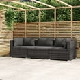 thumbnail image 1 of vidaXL 3-Seater Sofa with Cushions Grey Poly Rattan, 1 of 4