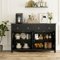 Homfa Living Room Kitchen Solid Wood Sideboard, 4Door 2Drawer Farmhouse Storage