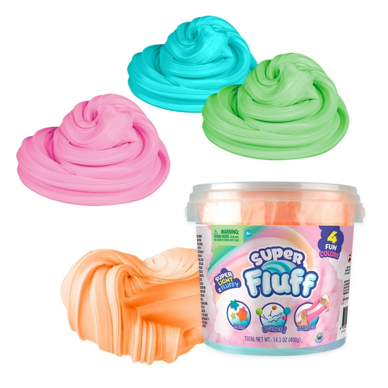 ORB Super Fluff Slimi 4 Pack Bucket Color Set 2 - Pink, Turquoise