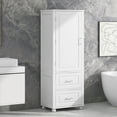 thumbnail image 2 of Tall Bathroom Storage Cabinet, Freestanding Storage Cabinet with Two Drawers, Slim Corner Floor Cabinet with Adjustable Shelves for Small Space, White, 2 of 9
