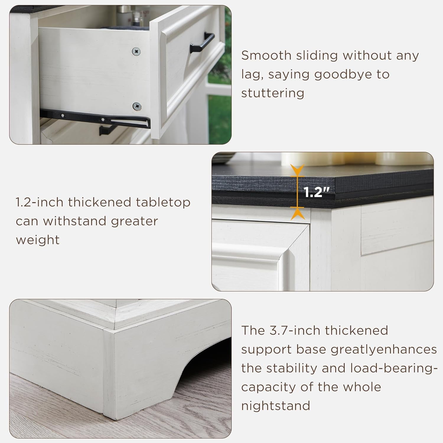 ACCOHOHO 8 Drawer Dressers Chests for Bedroom,52"Wide Rustic Wood Chest of Drawers，White