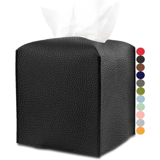 Funda cuadrada de cuero para caja de pañuelos - Porta pañuelos de cuero sintético decorativo para baño, hogar y oficina