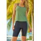 thumbnail image 1 of ABPHQTO Tankini de dos piezas con tiras cruzadas y estampado abstracto verde de mujer, 1 of 5
