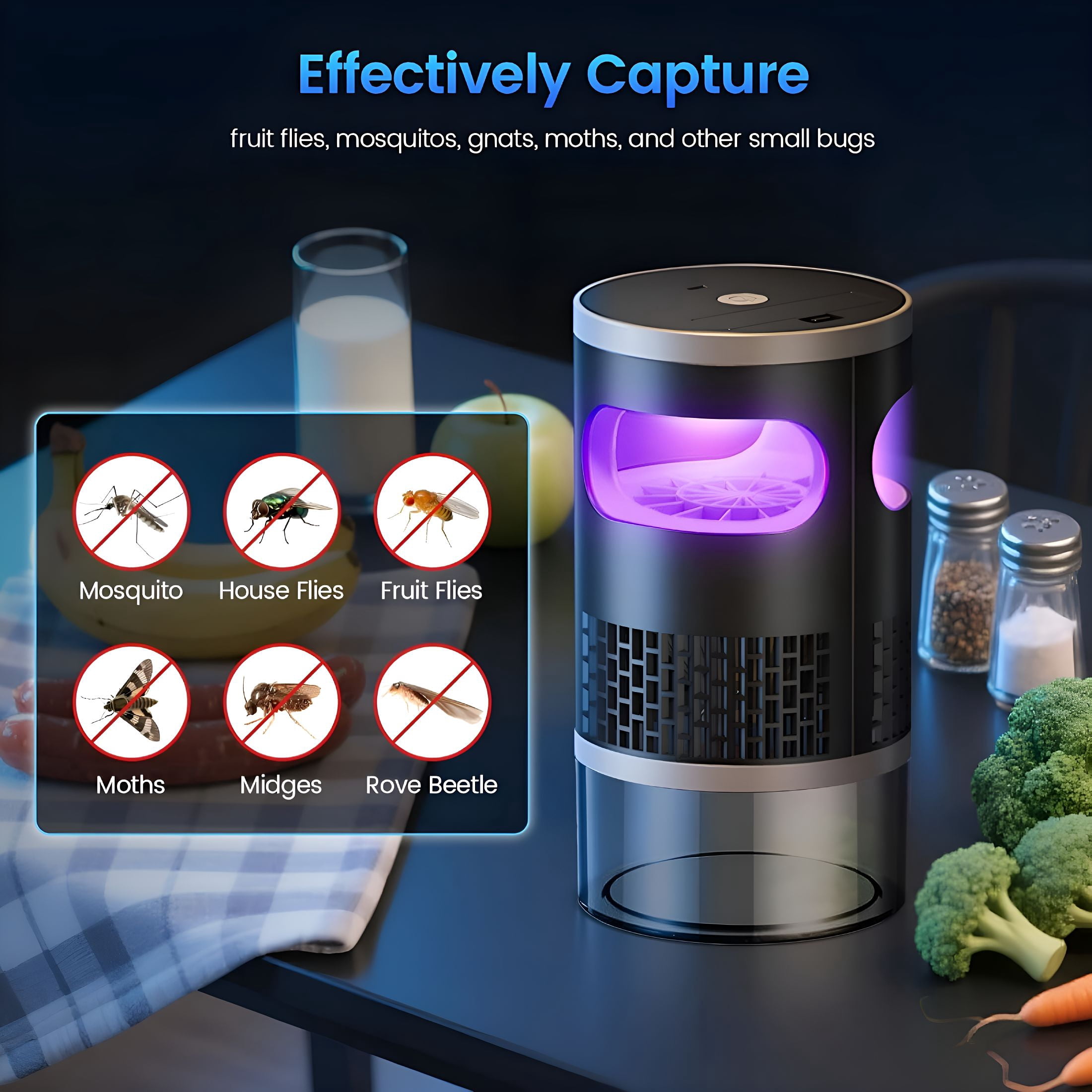 HIBIBUD Fruit Fly Trap Indoor Brushless Motor Gnat Traps for Indoor Gnats Killer,Powerful Suction Bug Insect Trap,Nat Trap Killer,Mosquito Catcher for Fruit Flies Gnats Nats Plants Moths Bug Insect