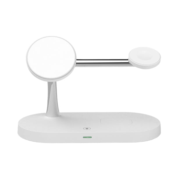 Estación de muelle de carga inalámbrica 3-en-1 LED Cargador Control táctil con luz de noche Soporte de mesa ajustable para hotel Blanco Vogacara EL006061-02B