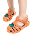 thumbnail image 2 of FSYBOA Girls Jelly Sandals Size 13(Little Kids), Adjustable Strap Closed Toe Holiday Waterproof Girls Beach Shoes Orange, 2 of 7
