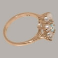 thumbnail image 4 of LBG British Made 10k Rose Gold Natural Aquamarine & Cultured Pearl Womens Statement Ring - 33 size options - Size 10, 4 of 6