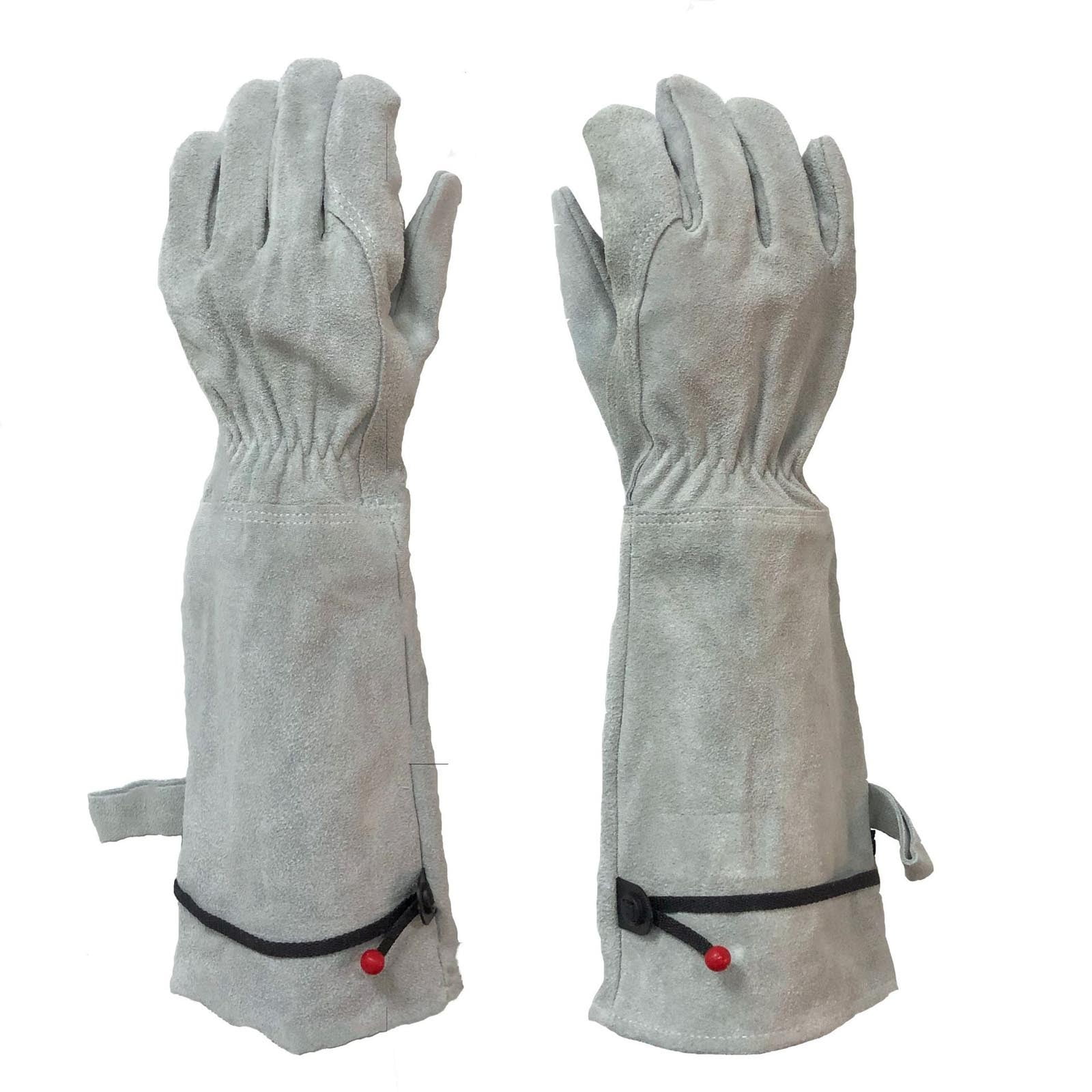 UJNDER Cowhide Long Tube Gardening Needle Proof Labor Garden Gloves for Heavy Duty and Comfort in Yard Work Light Gray