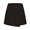 thumbnail image 4 of PiGOGI Women's Zipper Irregular Skirt Shorts Solid Color Casual Summer Divided Skort with Pockets Black L, 4 of 7
