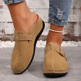 thumbnail image 2 of Women's Platform Clogs Wide Toe Box Lightweight Non Slip Mules Comfortable Suede Closed Toe Slip On Wedge Sandals Brown Size 8, 2 of 5