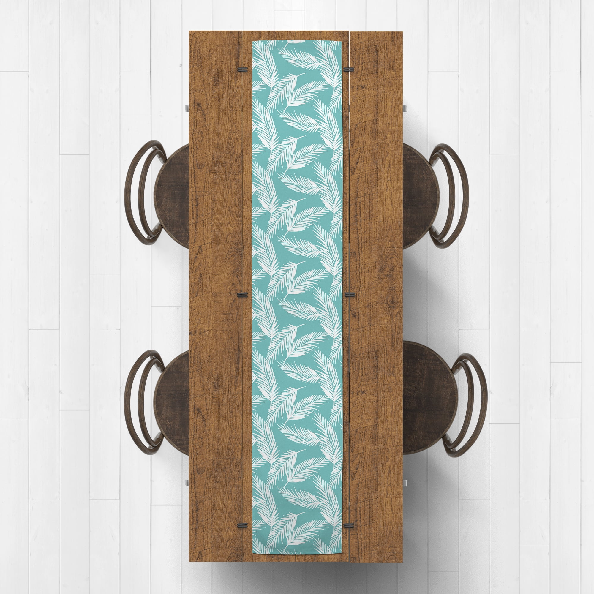 Creative Products Nature Palm Teal 16x90 Poly Twill Table Runner