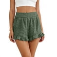 thumbnail image 4 of BLVB Boho Shorts for Women Summer Beach Vacation Clothes Spring Elastic Waist Embroidered Ruffle Lounge Shorts, 4 of 5