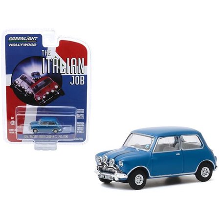 Greenlight 1967 Austin Mini Cooper S 1275 MkI Blue The Italian Job 1969 Movie Hollywood Series Release 28.16 4 Diecast Model Car