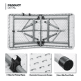 thumbnail image 3 of MoNiBloom 4Ft Folding Card Table Set of 10, Indoor Outdoor Heavy Duty Portable with Handle, for Picnic, Camping, White, 3 of 10