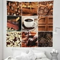 thumbnail image 1 of Brown Tapestry, Coffee and Chocolate Tasty Collage Beans Mugs Snacks Pastries Espresso Cocoa Composition, Fabric Wall Hanging Decor for Bedroom Living Room Dorm, 5 Sizes, Brown, by Ambesonne, 1 of 1