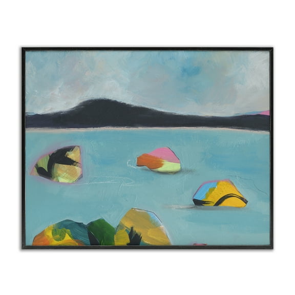 Stupell Industries Abstract Sea Buoys Landscape & Nature Painting Black Framed Art Print Wall Art, 14 x 11