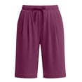 thumbnail image 7 of KIHOUT Women's Casual Knee Length Shorts Elastic Drawstring Waist Pleated Pocketed Soft Cotton Blend All Season Wear, 7 of 7