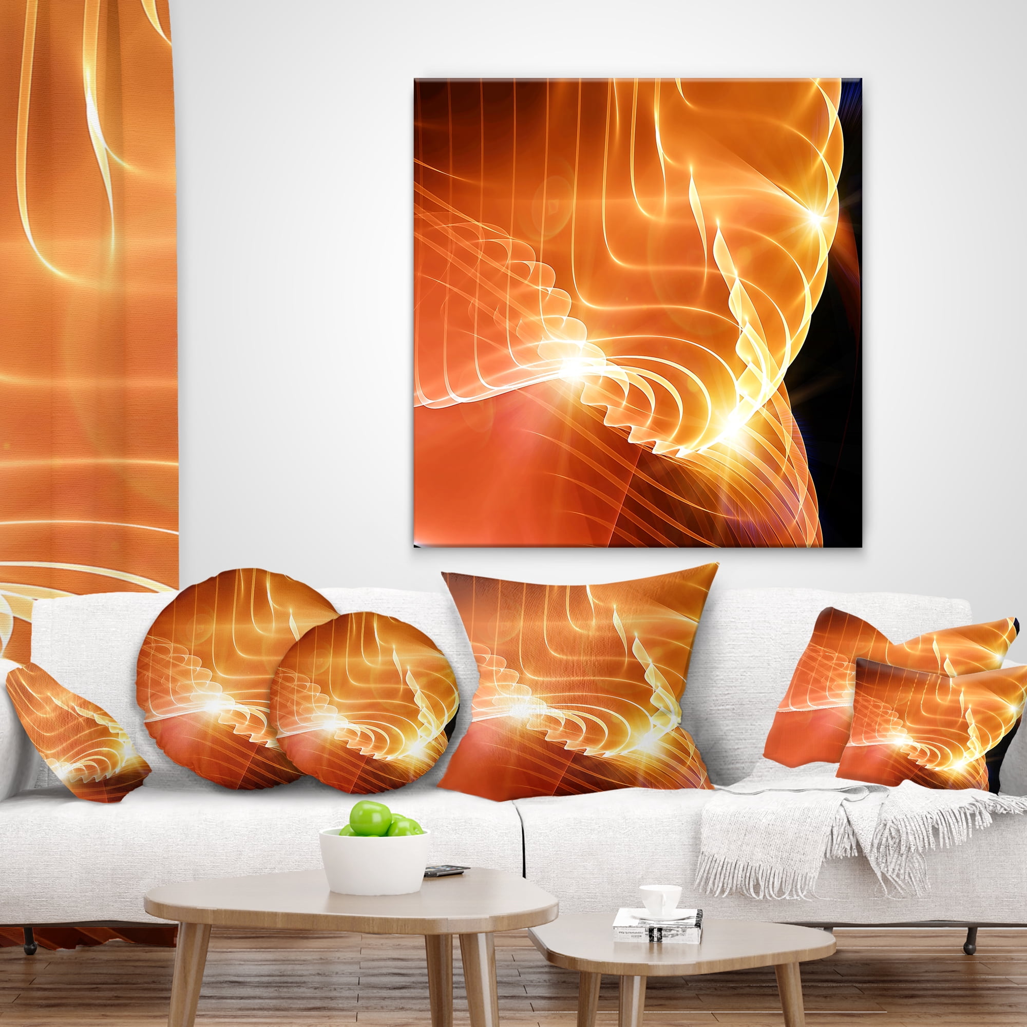 Designart Bright Yellow 3d Abstract Design - Contemporary Abstract Throw Pillow - 16x16