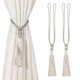 thumbnail image 1 of Uxcell Sujetadores de Cortina, Paquete de 2 Sujetadores de Cortina Elegantes Hechos a Mano con Clips Decorativos de Borlas, Beige, 1 of 7