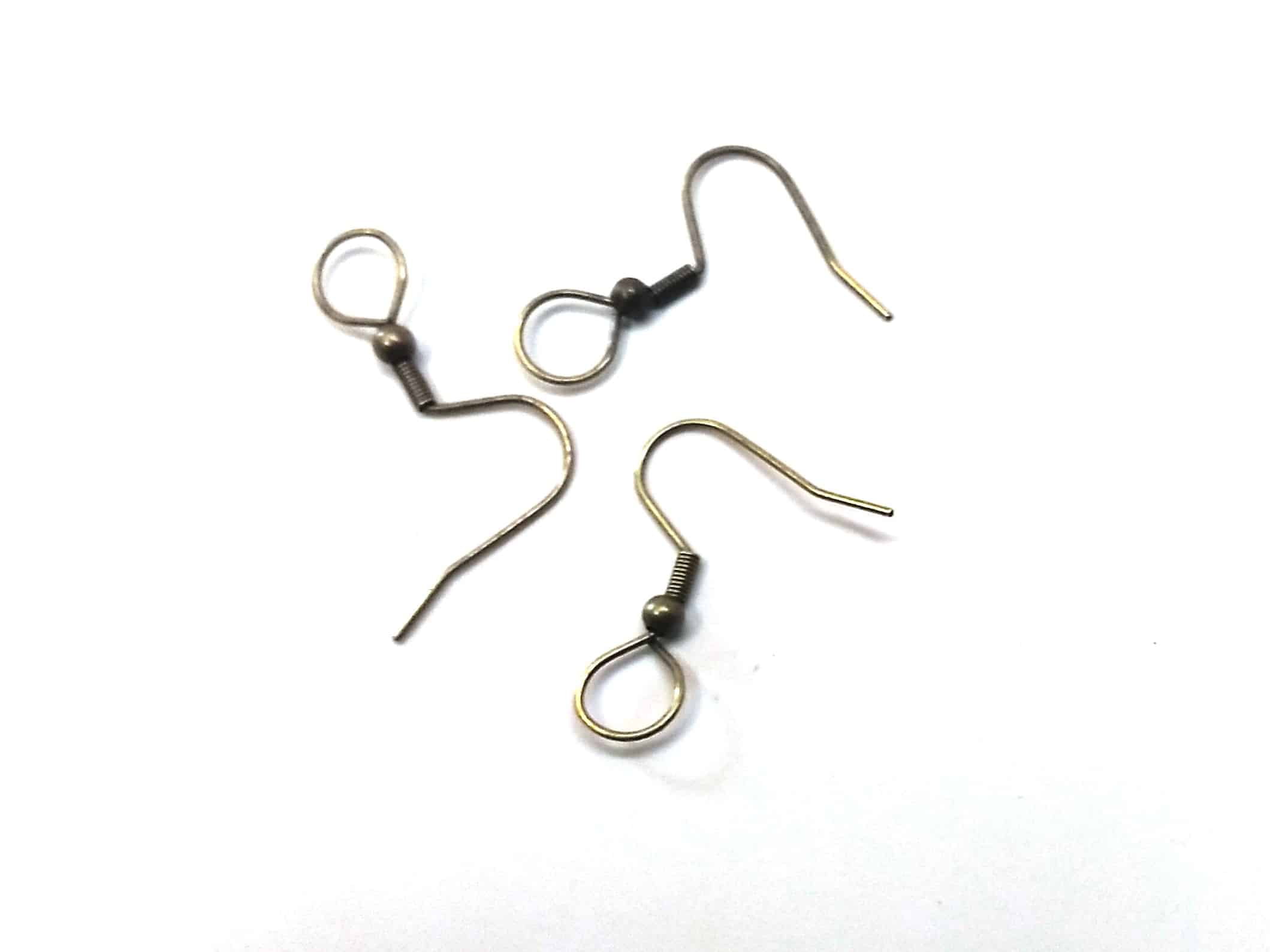 E848B - 1000 pcs Antique Bronze Earring Hooks with Spring and Ball - 25mm x 20mm - Parallel Loop - Large Loop: 7mm