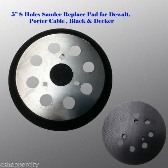 Replace Pad 5" 8 Hole Sander Pad Hook and Loop Backing For Dewalt Porter Cable Back and Decker 27708 3 Screw 151281-08