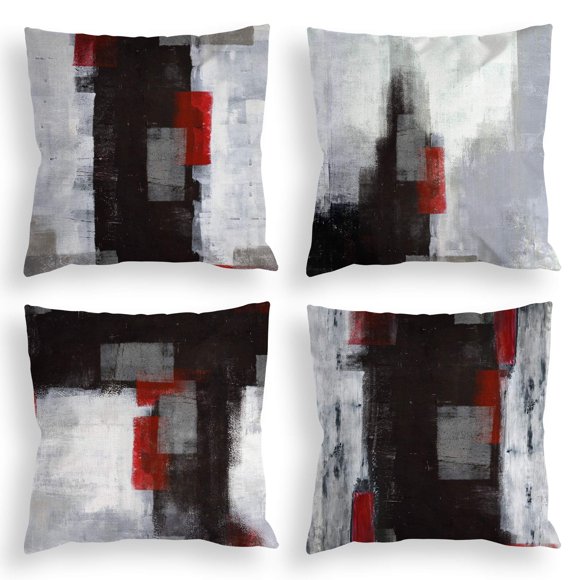 Juego de 4 fundas de cojín Colorpapa, color rojo y negro, 45 x 45 cm