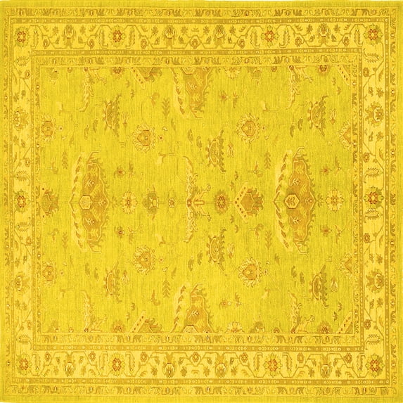Ahgly Company Indoor Square Persian Yellow Traditional Area Rugs, 6' Square