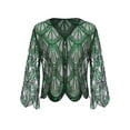 thumbnail image 4 of Zaldita Womens Sequined Hollow Out 1920s Vintage Cardigan Long Sleeves Bolero Shrug Black&Green One Size, 4 of 7