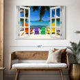 thumbnail image 3 of Elephant Stock Window To Vibrant Beach Wall Art - Horizontal Canvas Wall Art - Living Room Wall Decor - Beach Canvas - Blue And Orange Decor - 51" x 34", 3 of 8