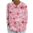 thumbnail image 2 of Jsaierl 3/4 Sleeve Cotton Linen Tops for Women Summer Crew Neck Shirts Fashion Floral Petite Blouses Flowy Tunic Top S-2XL, 2 of 5