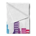 thumbnail image 2 of City Soft Flannel Fleece Blanket, Colorful City Skyline Abstract Skyscraper Silhouettes Geometric Arrangement American, Cozy Plush for Indoor and Outdoor Use, 50" x 60", Multicolor, by Ambesonne, 2 of 5